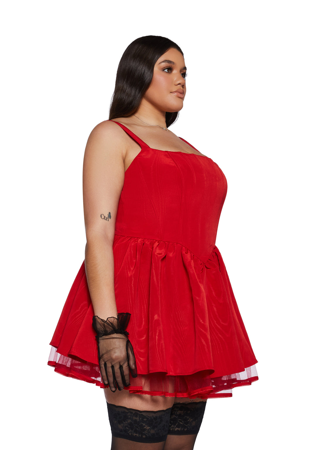Plus Size Sugar Thrillz Taffeta Corset Dress - Red - Image 3