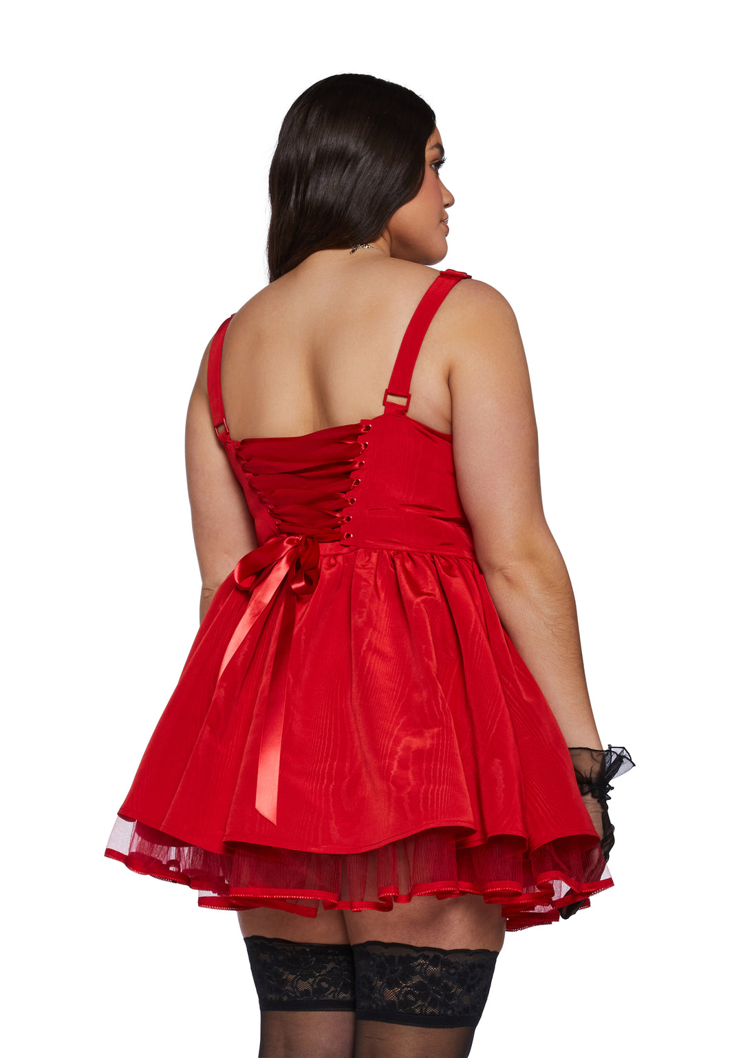 Plus Size Sugar Thrillz Taffeta Corset Dress - Red - Image 4
