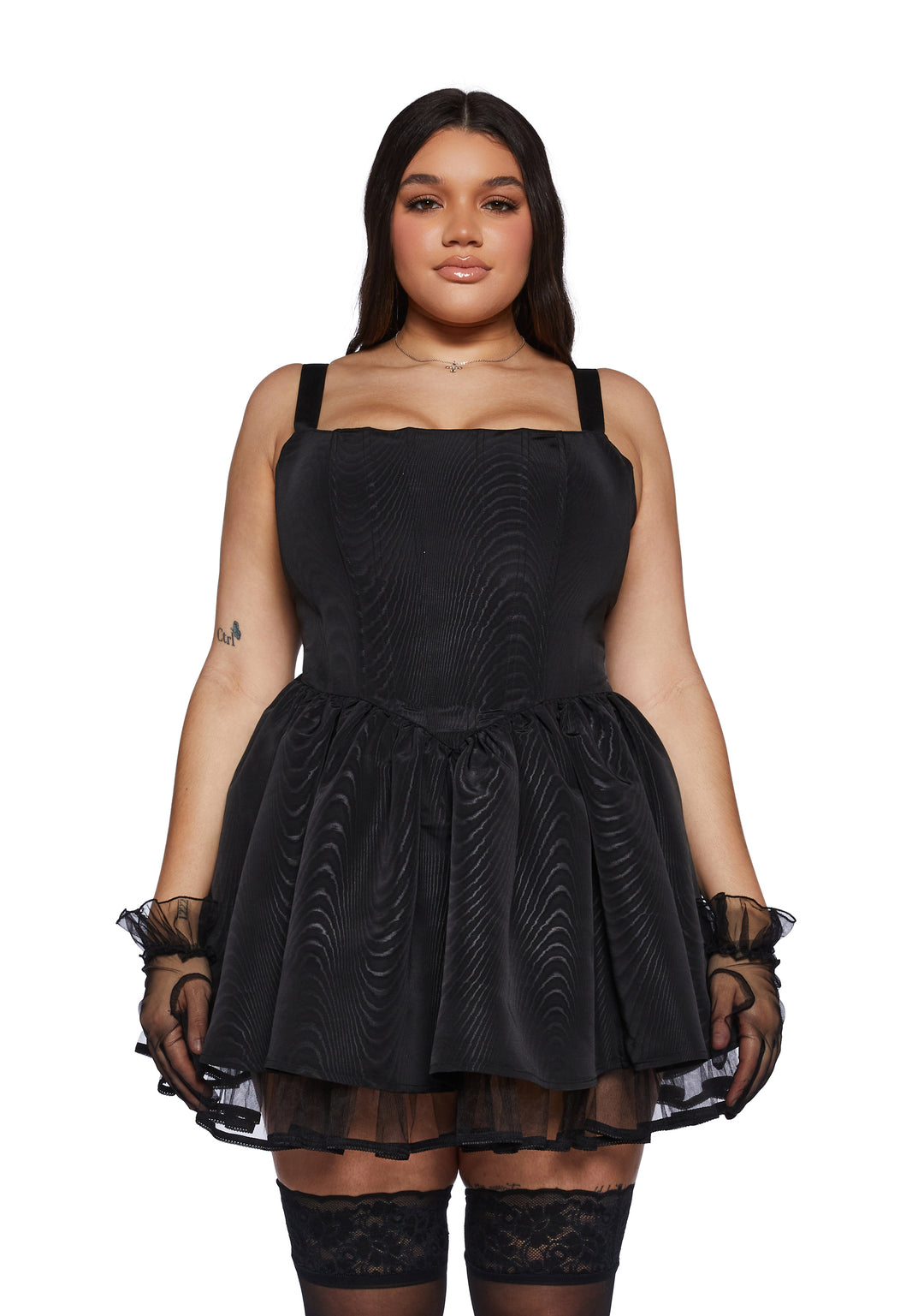 Plus Size Sugar Thrillz Taffeta Corset Dress - Black