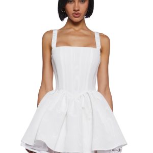 Sugar Thrillz Taffeta Corset Dress - White