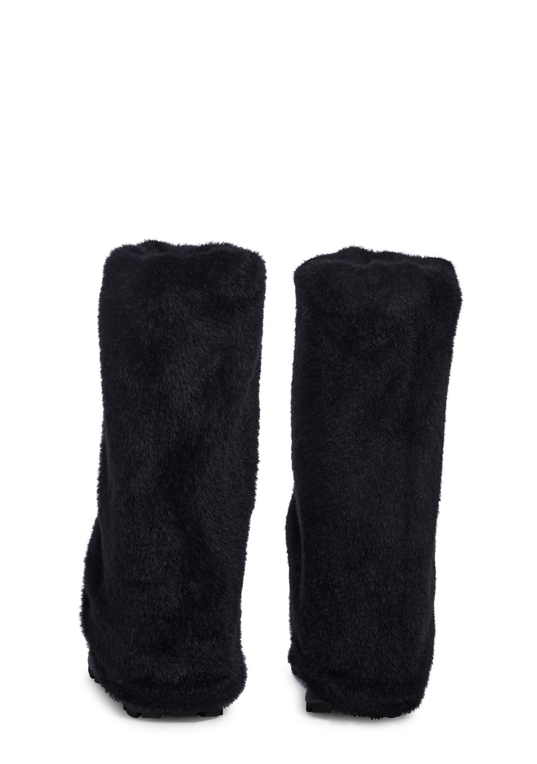 Sugar Thrillz Leg Warmer Plush Heart Platform Boots - Black - Image 4
