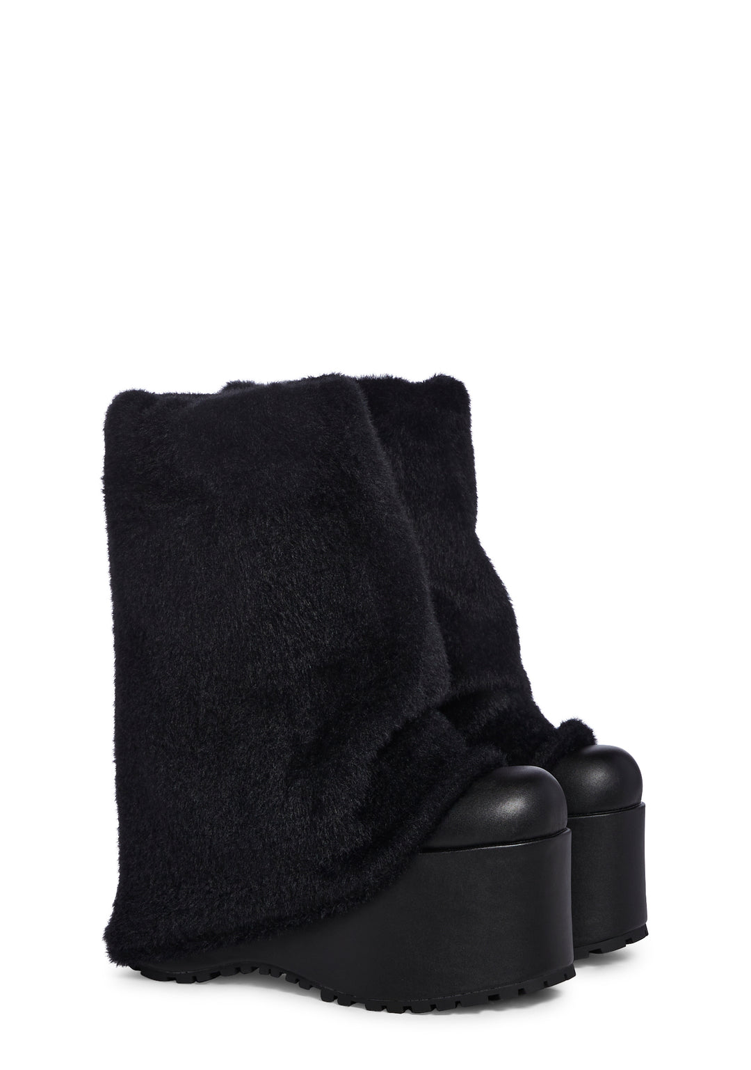 Sugar Thrillz Leg Warmer Plush Heart Platform Boots - Black - Image 3