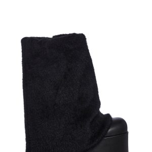 Sugar Thrillz Leg Warmer Plush Heart Platform Boots - Black