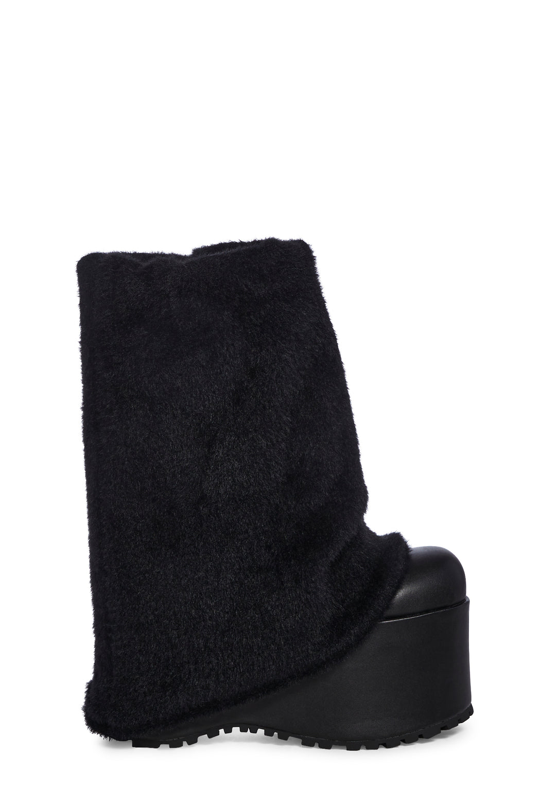Sugar Thrillz Leg Warmer Plush Heart Platform Boots - Black