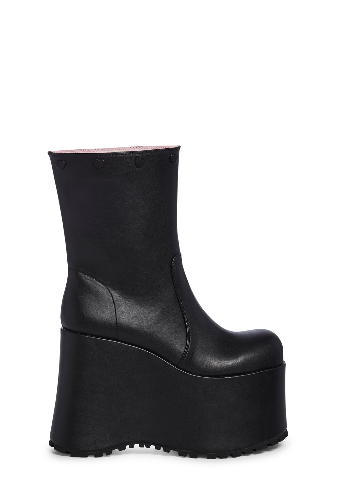 Sugar Thrillz Leg Warmer Plush Heart Platform Boots - Black - Image 5