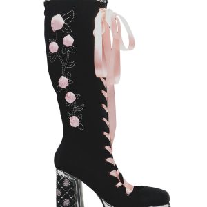 Koi Footwear Guiltless Ghost Lace Up Platform Long Boots - Black