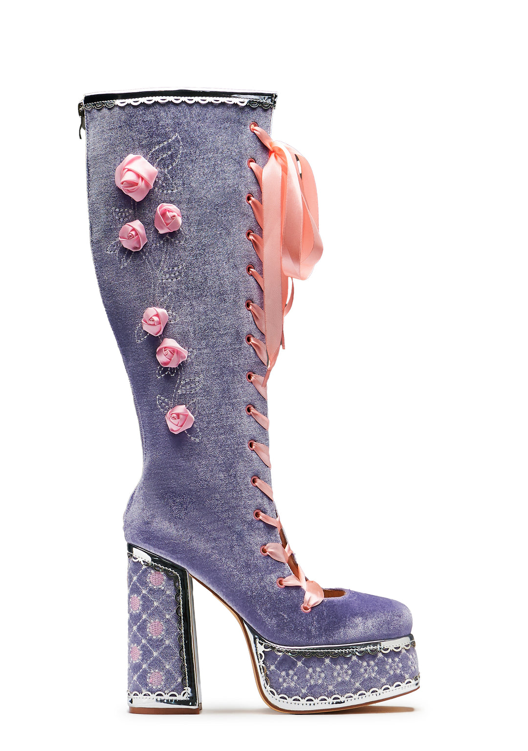 Koi Footwear Guiltless Ghost Lace Up Platform Long Boots - Blue