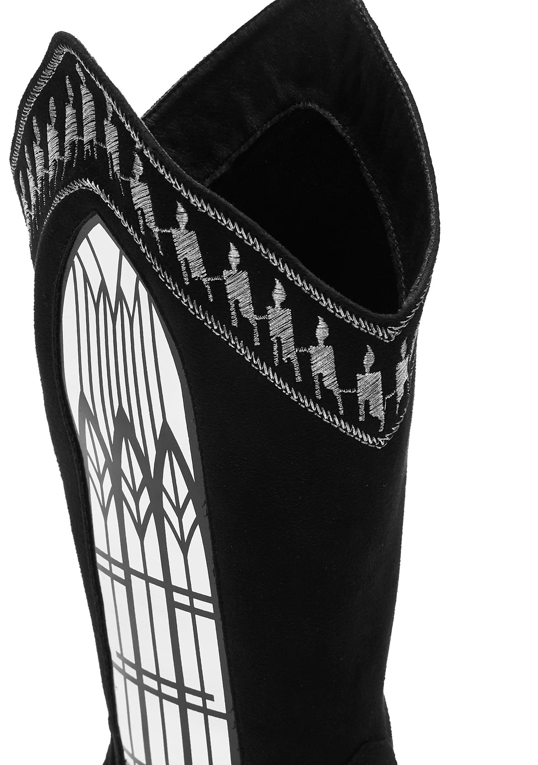 Koi Footwear Broken Confessions Cowboy Suede Boots With Cross Stitching - Black - Image 5