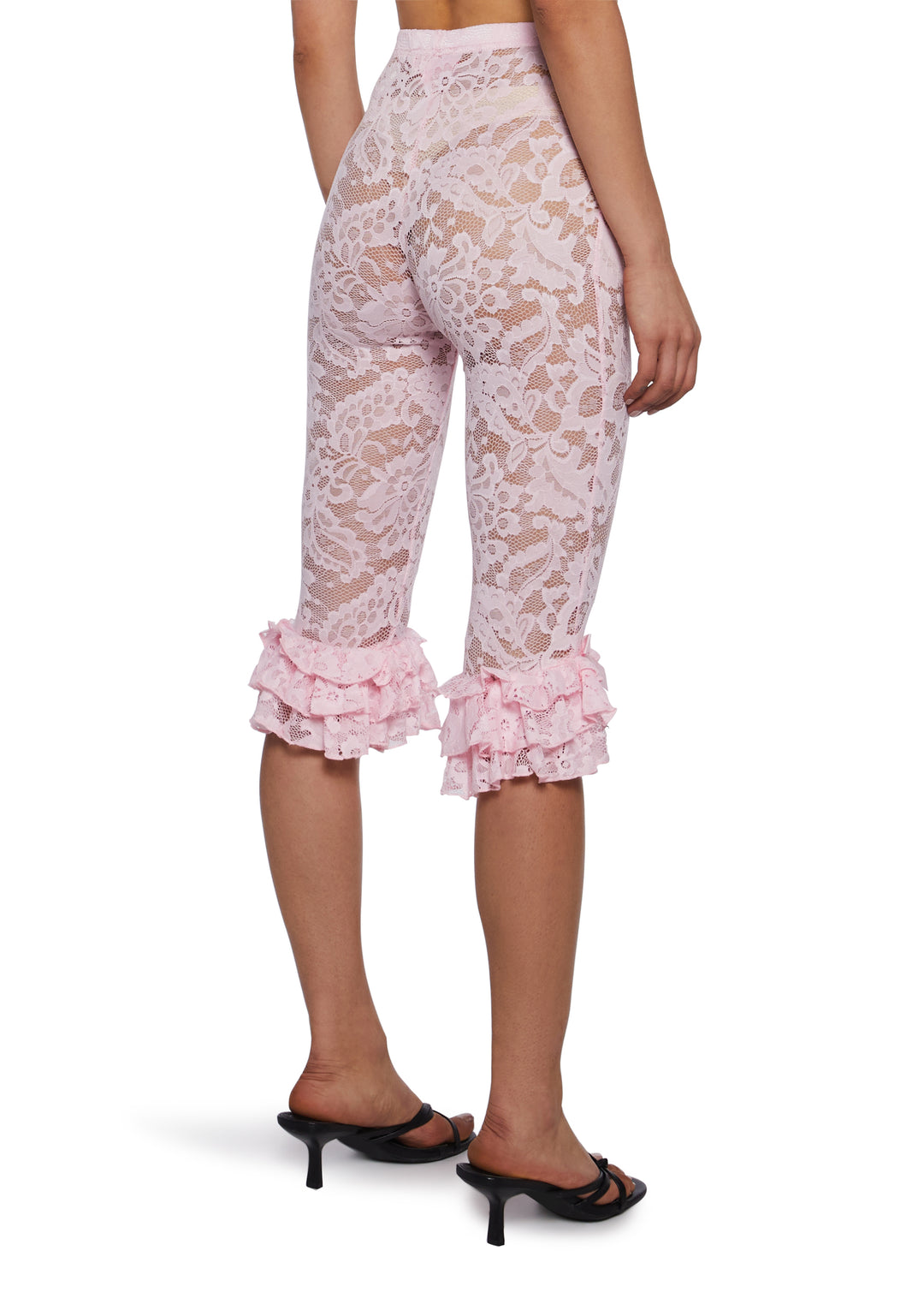 Sugar Thrillz Regency Sheer Floral Lace Bow Pants - Pink - Image 4