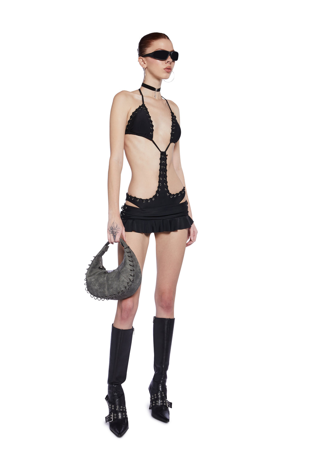 Generation Kiss Monokini With Pleated Micro Mini Skirt - Black - Image 2