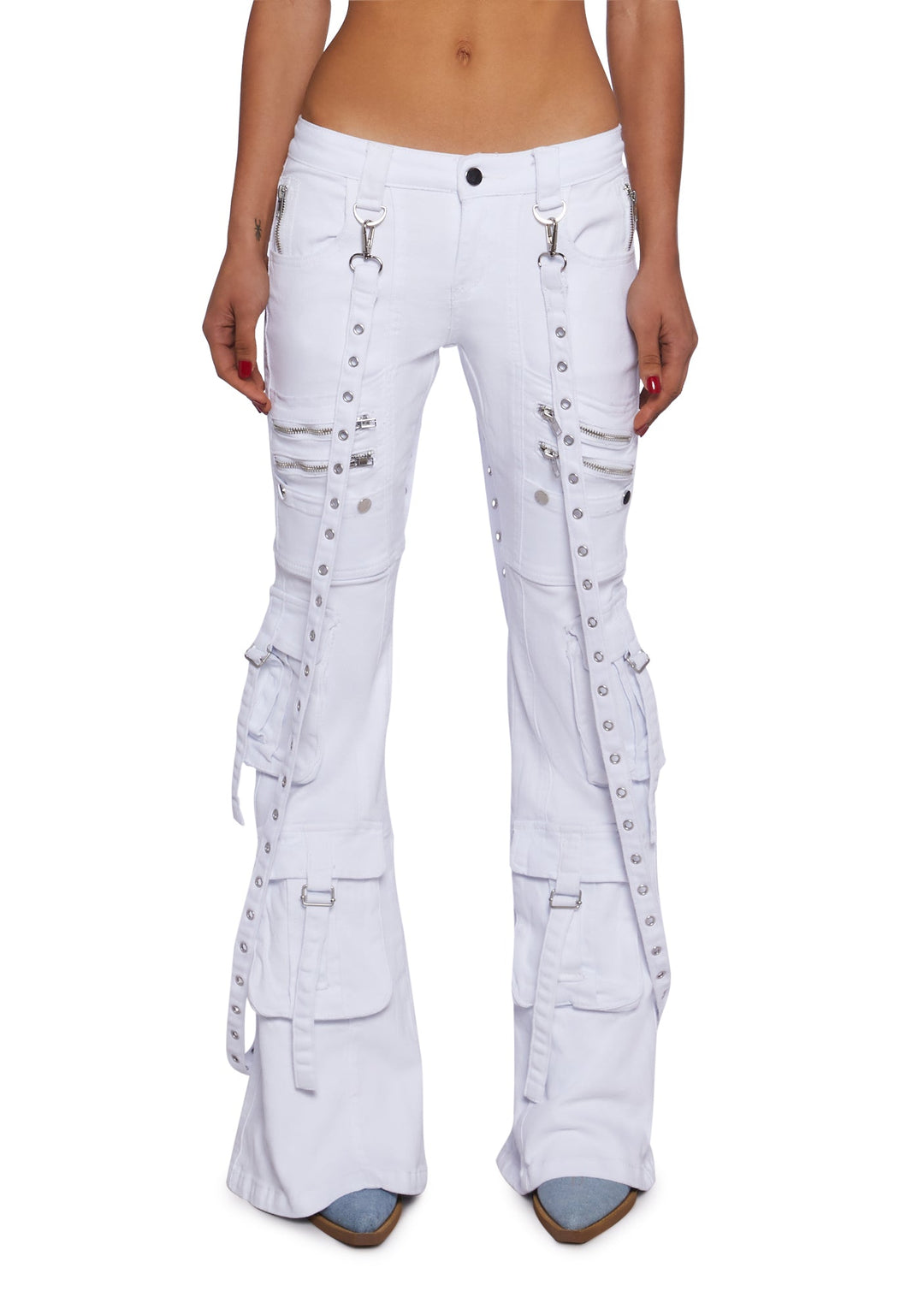 Generation Kiss Low Rise Skinny Flared Cargo Jeans - Blue