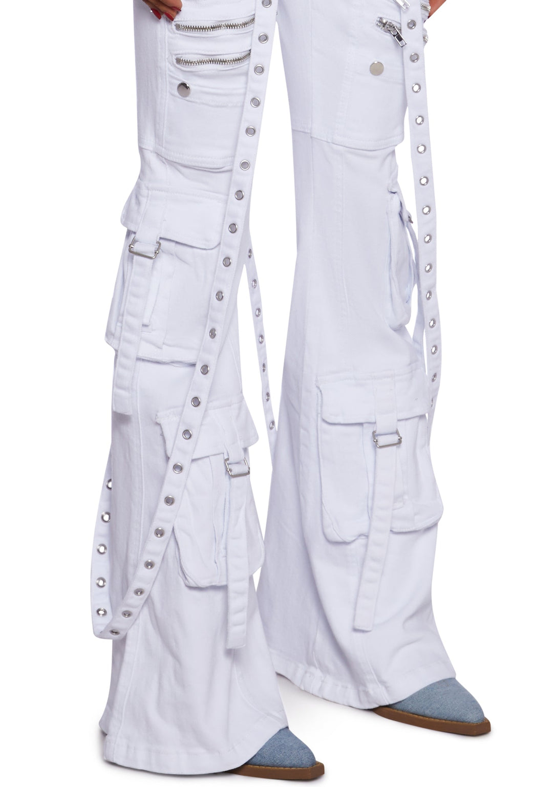 Generation Kiss Low Rise Skinny Flared Cargo Jeans - Blue - Image 6