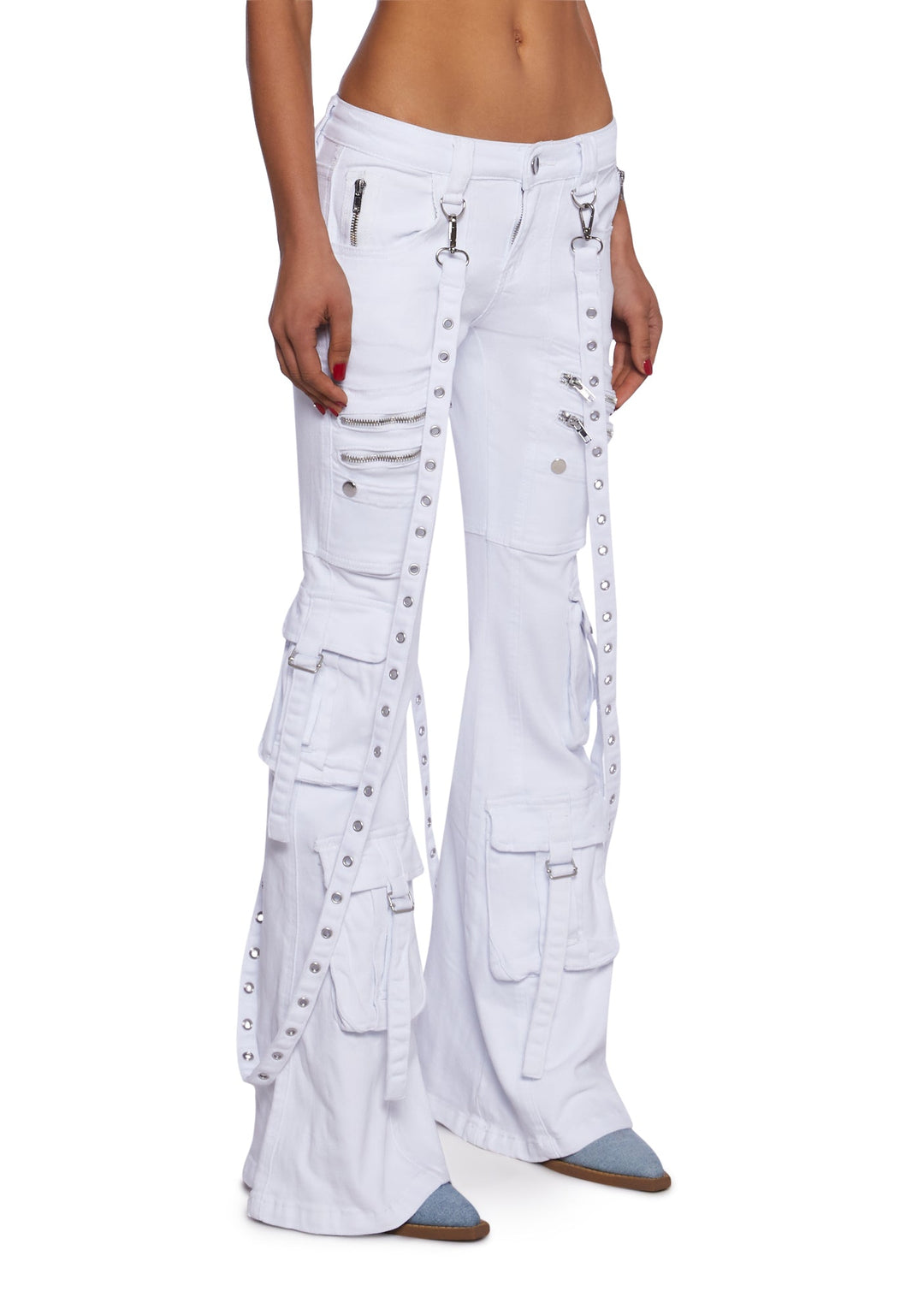 Generation Kiss Low Rise Skinny Flared Cargo Jeans - Blue - Image 3