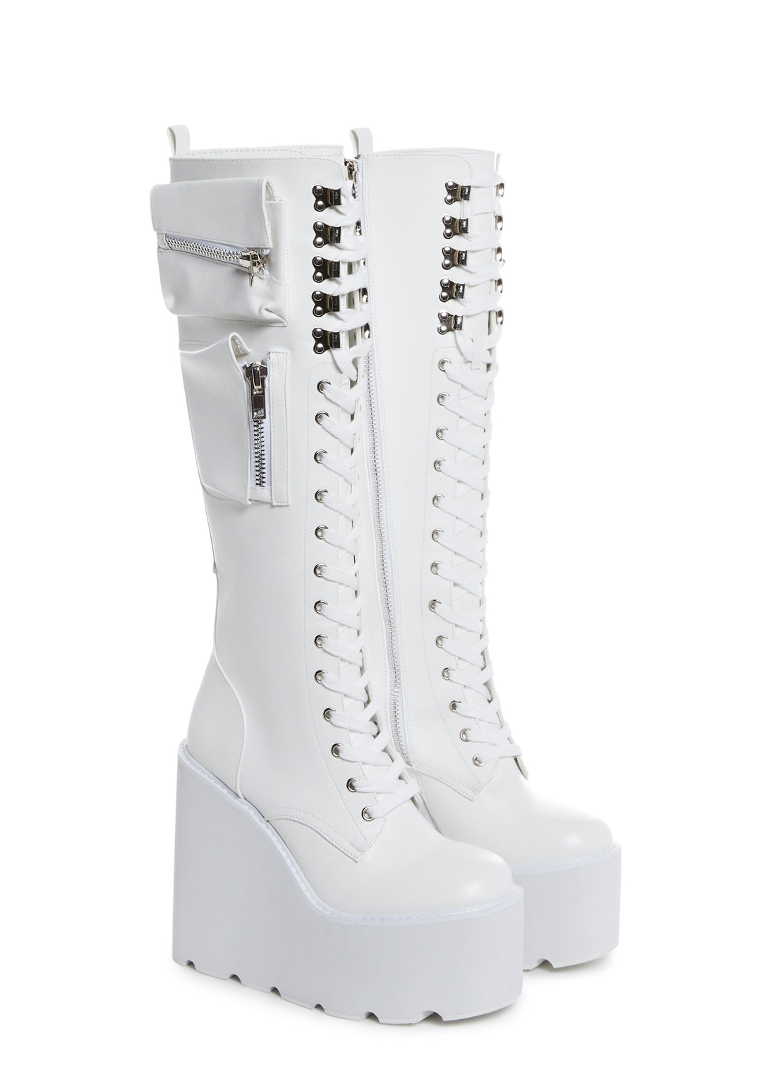 Current Mood Rave Punk Platform Boots - White - Image 3
