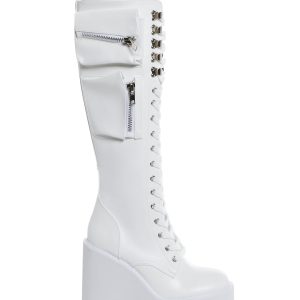 Current Mood Rave Punk Platform Boots - White