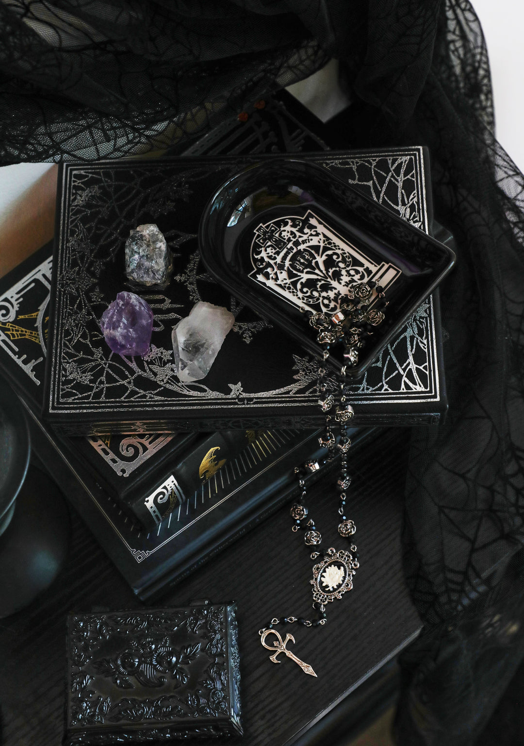 Dolls Home Goth Halloween Tombstone Ashtray Trinket Dish - Black - Image 2