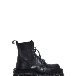 New Rock Platform Boots With Hardware - Black