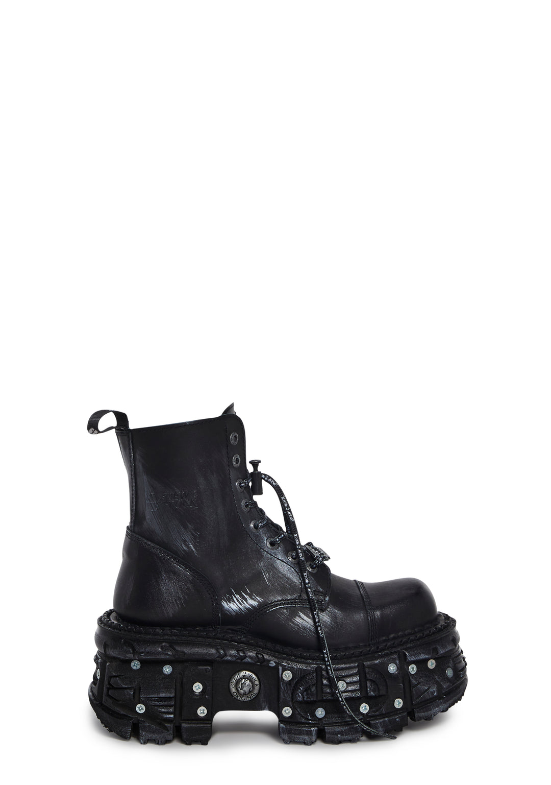 New Rock Platform Boots With Hardware - Black