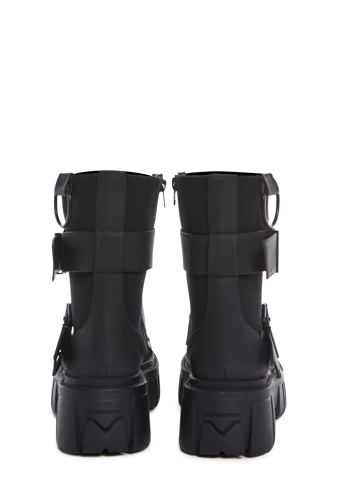 Club Exx Burning Man Buckle D Ring Lace Up Combat Boots - Black - Image 4