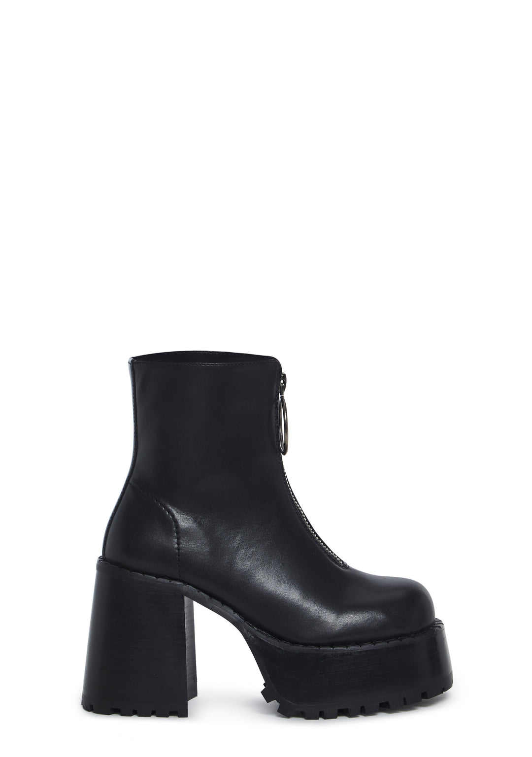 Current Mood Vegan Leather Platform Boots With Center Zipper - Black - Image 2
