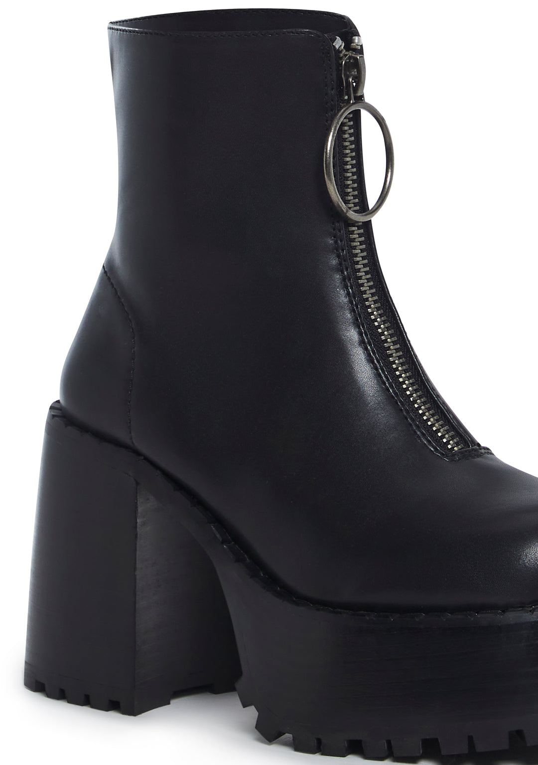 Current Mood Vegan Leather Platform Boots With Center Zipper - Black - Image 4