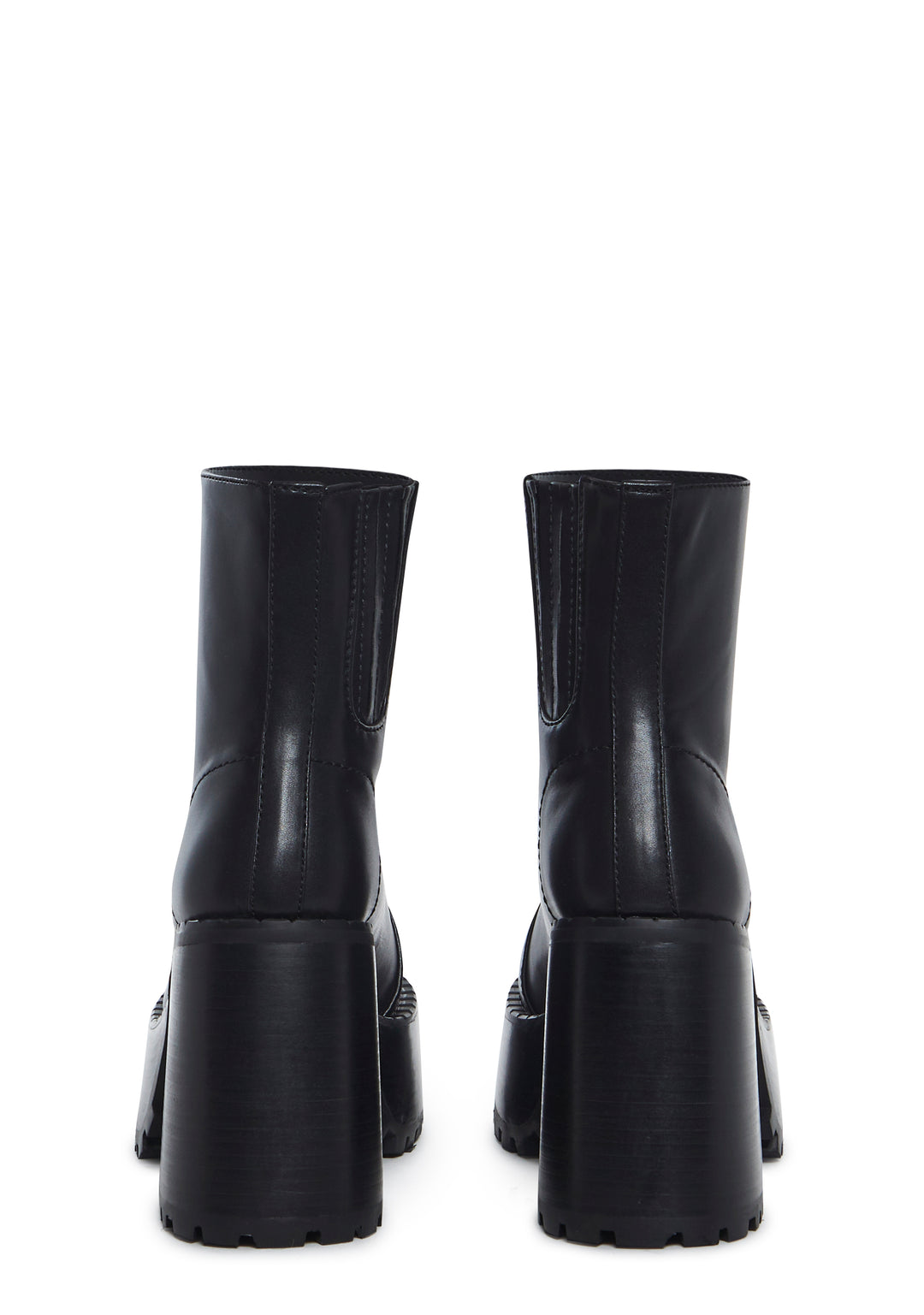 Current Mood Vegan Leather Platform Boots With Center Zipper - Black - Image 3