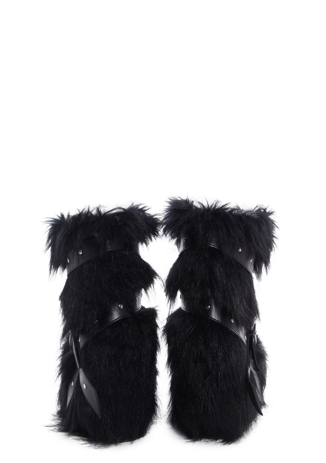 Club Exx Burning Man Faux Fur Platform Boots Rave Festival - Black - Image 4