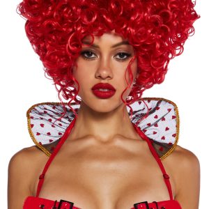 Trickz N' Treatz Queen Of Hearts Alice In Wonderland Curly Heart Updo - Red