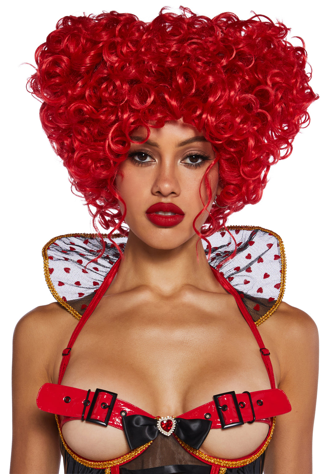 Trickz N' Treatz Queen Of Hearts Alice In Wonderland Curly Heart Updo - Red