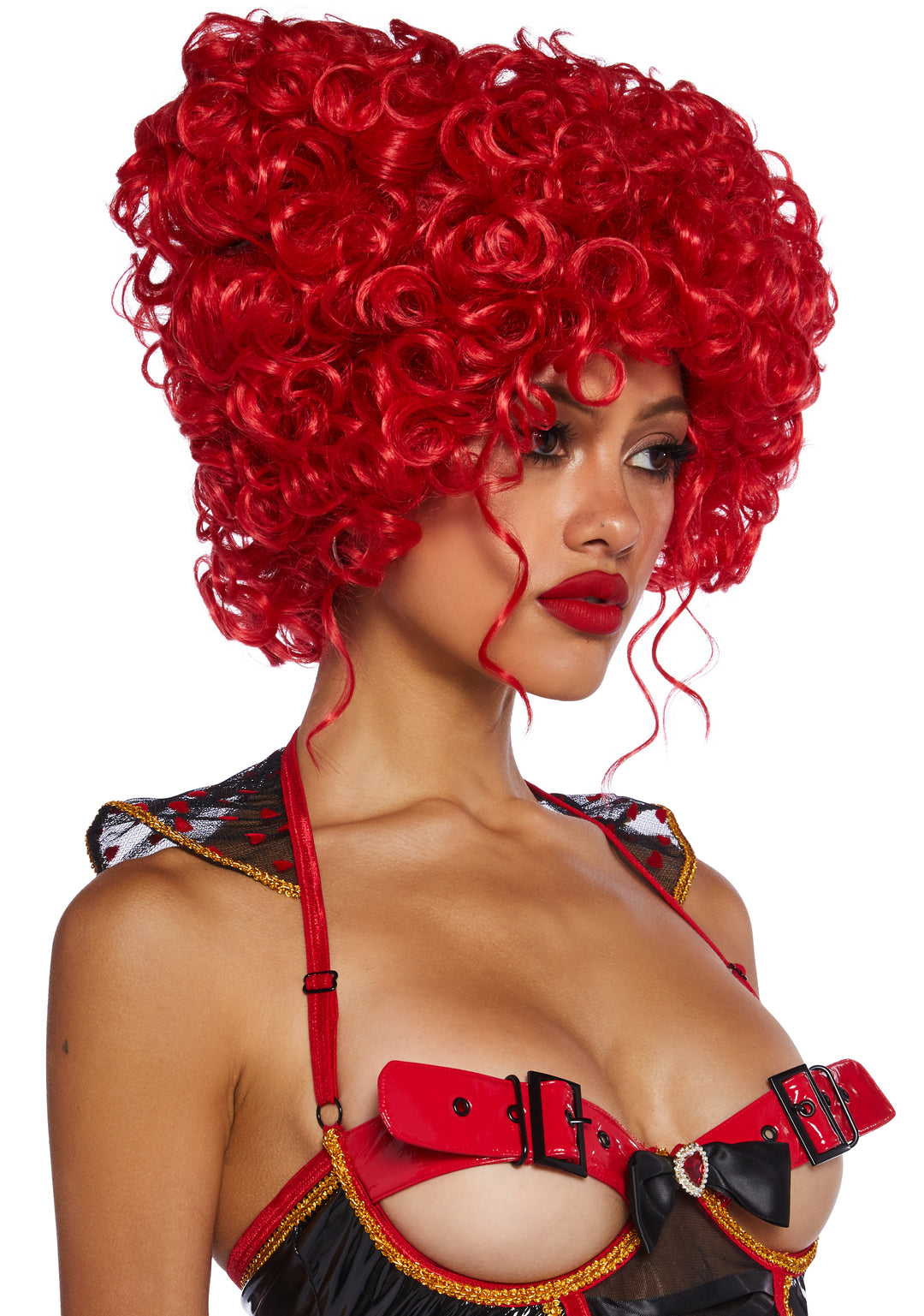 Trickz N' Treatz Queen Of Hearts Alice In Wonderland Curly Heart Updo - Red - Image 2