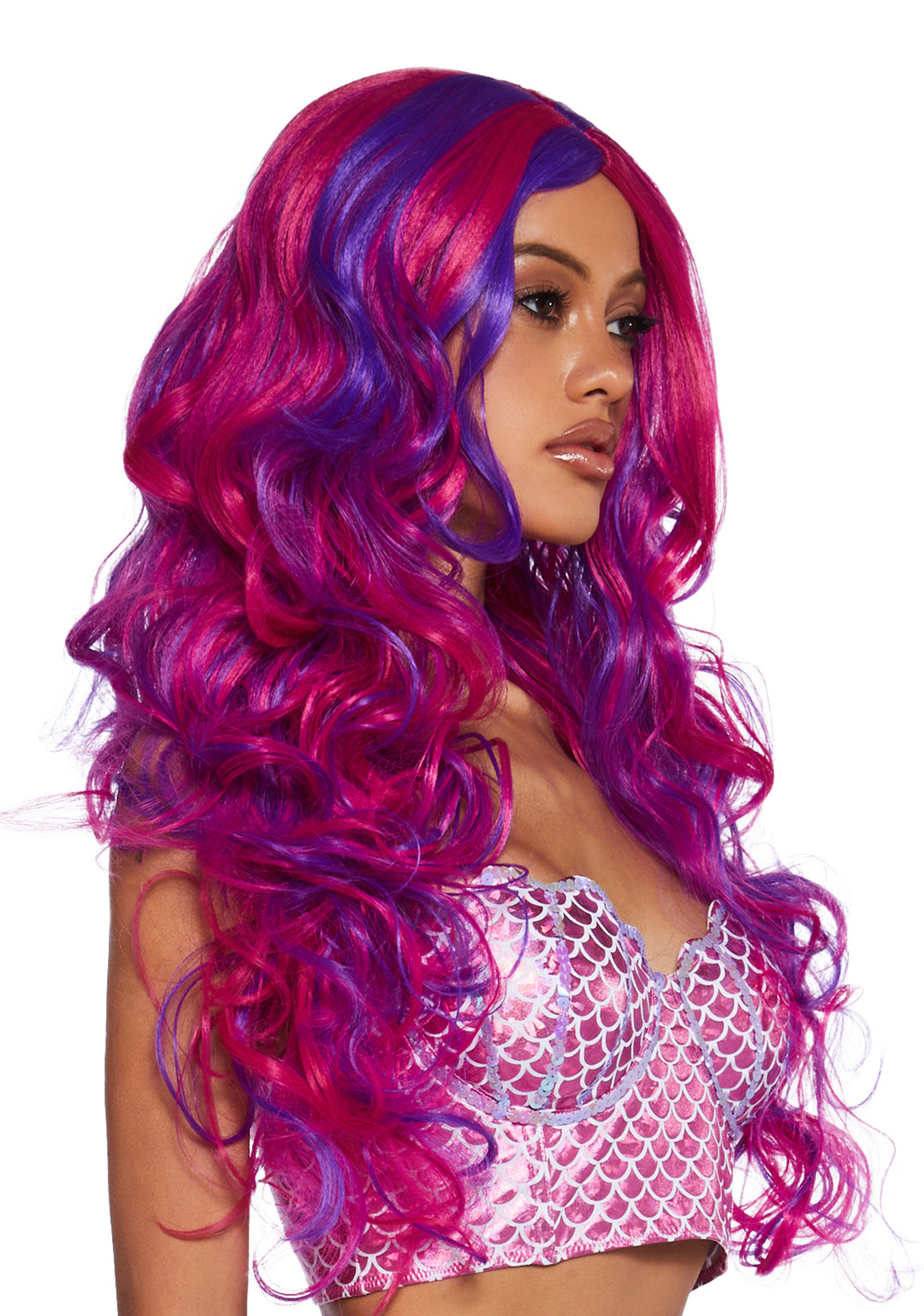 Trickz N' Treatz Two Tone Long Curly Mermaid Hair Wig - Pink - Image 2