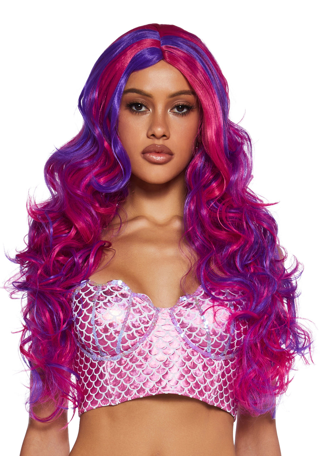 Trickz N' Treatz Two Tone Long Curly Mermaid Hair Wig - Pink