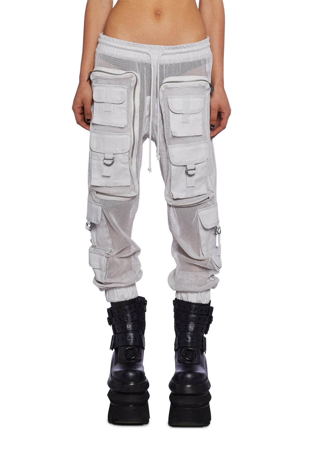 Club Exx Burning Man Fishnet Cargo Pants - Gray