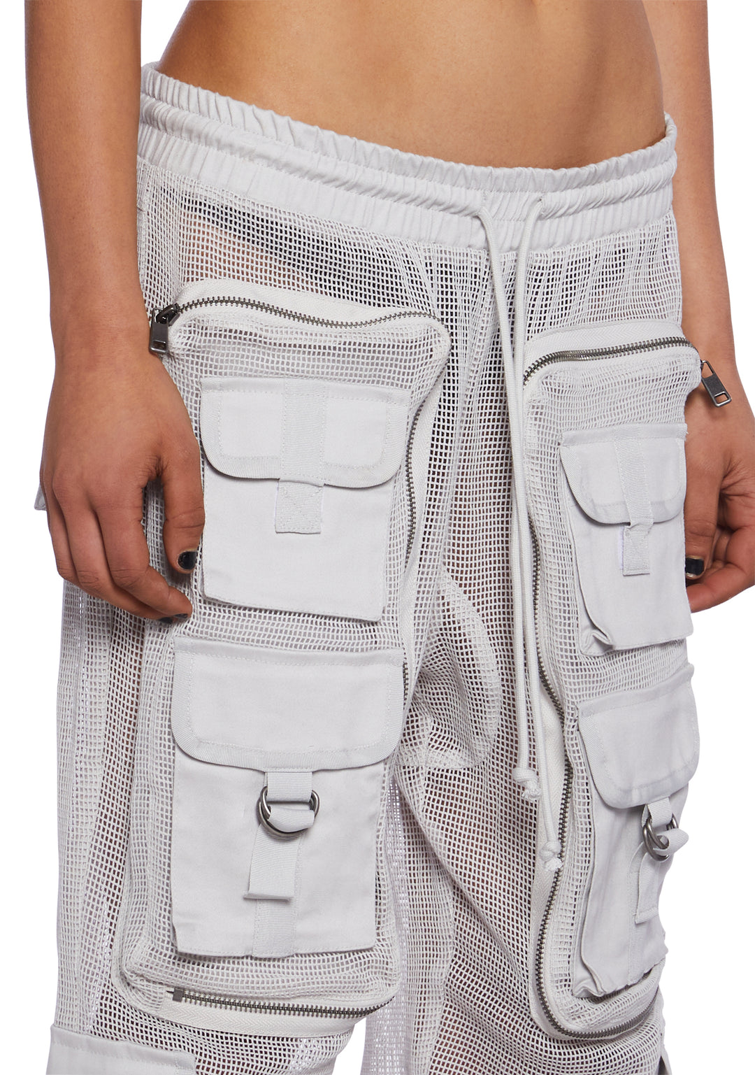 Club Exx Burning Man Fishnet Cargo Pants - Gray - Image 5