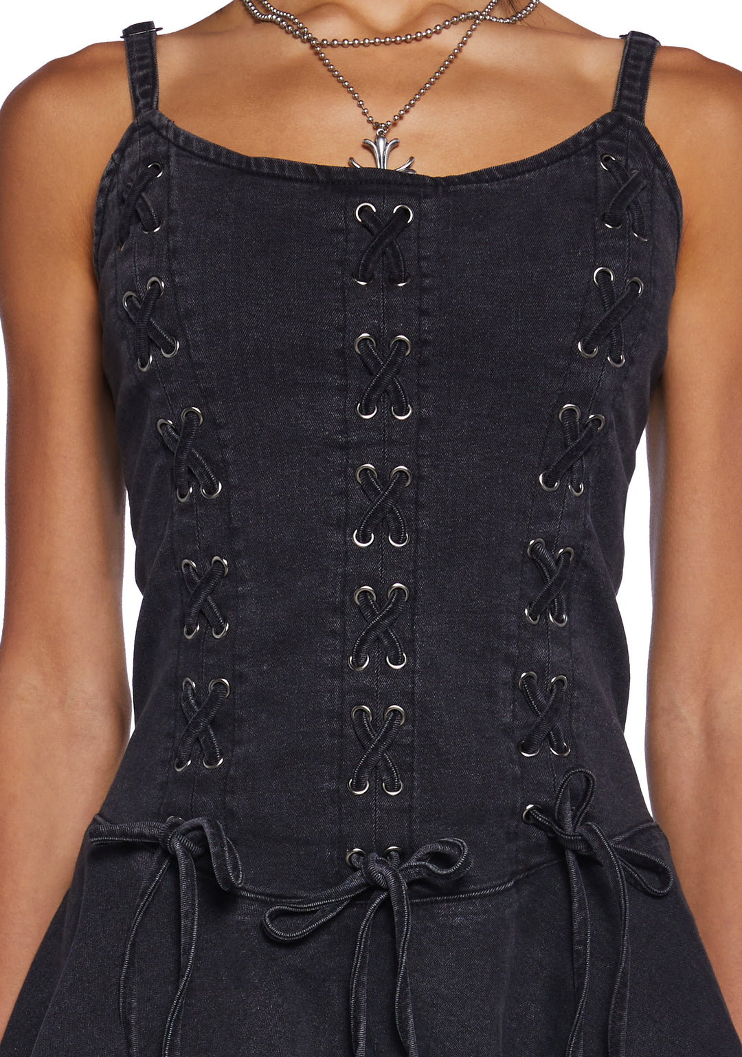 Current Mood Denim Distressed Mini Dress - Black - Image 2