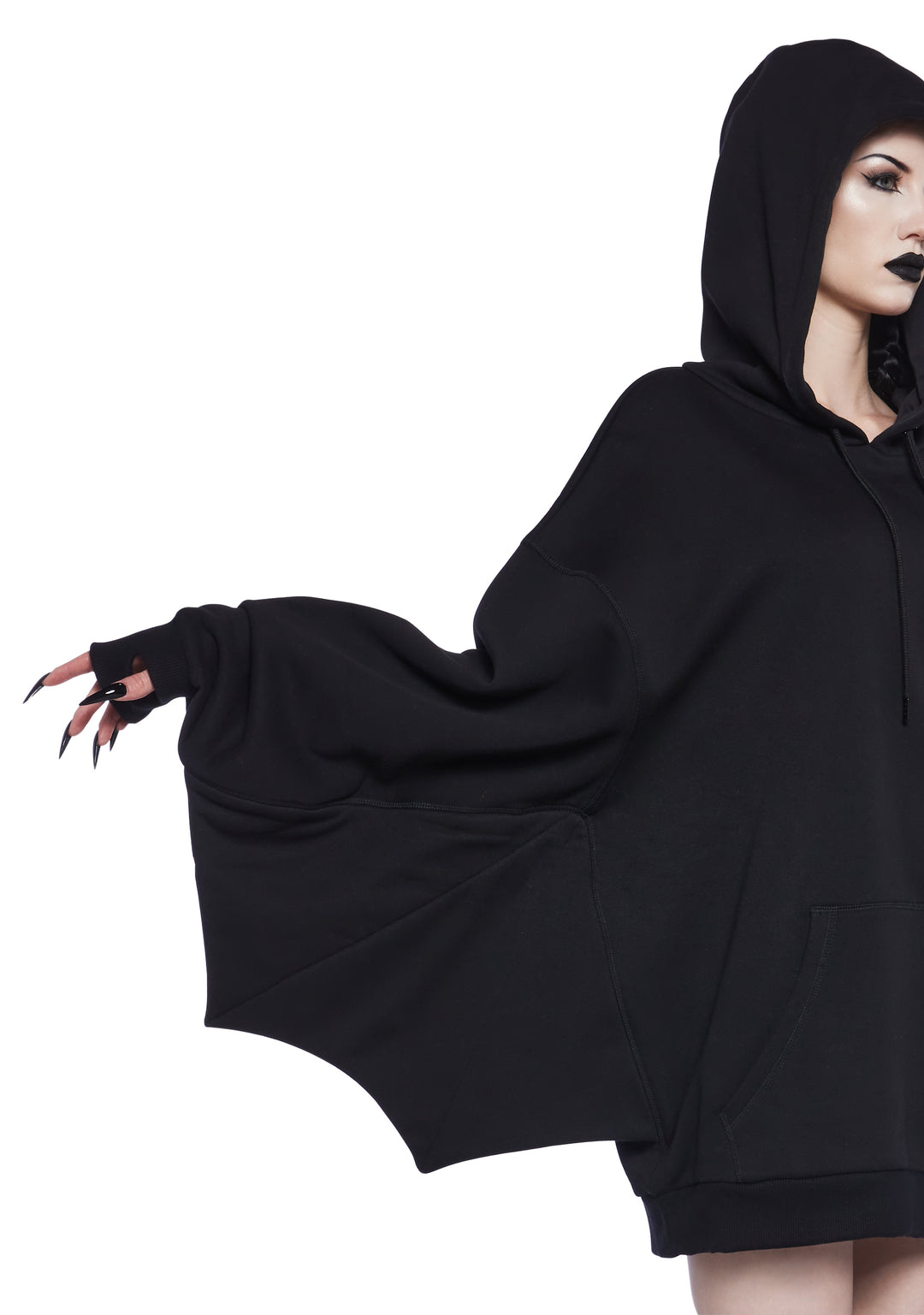 Trickz N' Treatz Oversized Batwing Pullover Hoodie - Black - Image 7