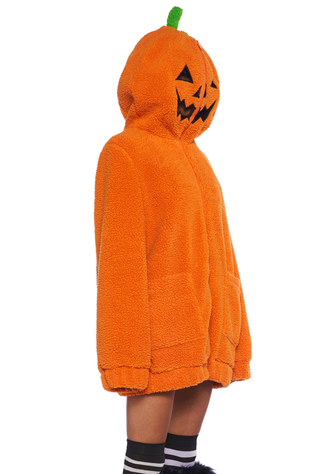 Trickz N' Treatz Pumpkin Head Faux Fur Bubble Hoodie - Orange - Image 3