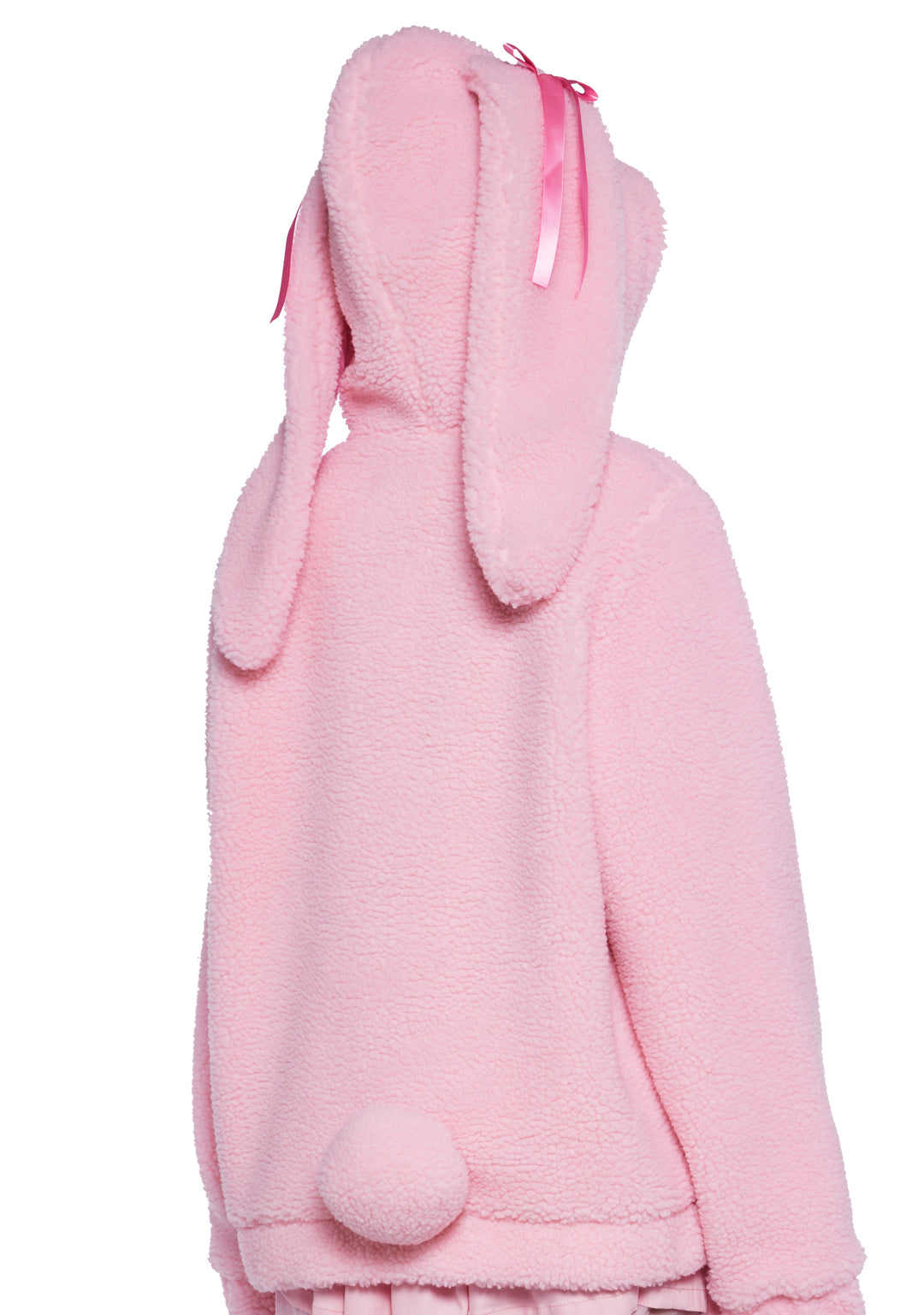 Trickz N' Treatz Halloween Bunny Ear Bow Sherpa Zip-Up Jacket - Light Pink - Image 3