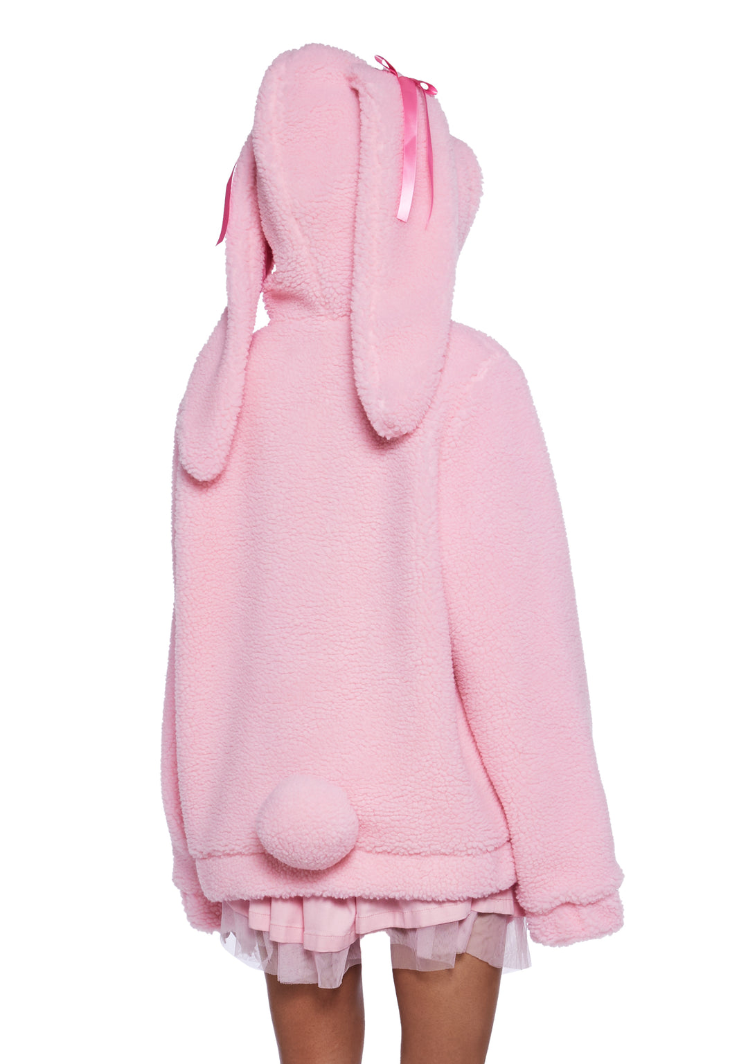 Trickz N' Treatz Halloween Bunny Ear Bow Sherpa Zip-Up Jacket - Light Pink - Image 6