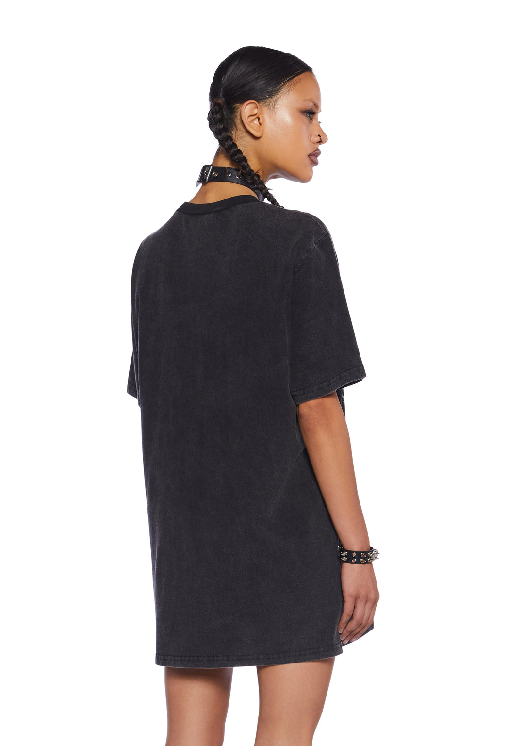 Halloween Women's Sorceress Fairy Pixie Dark Gothic Banshee Oversized Graphic Tee - Black - Image 4