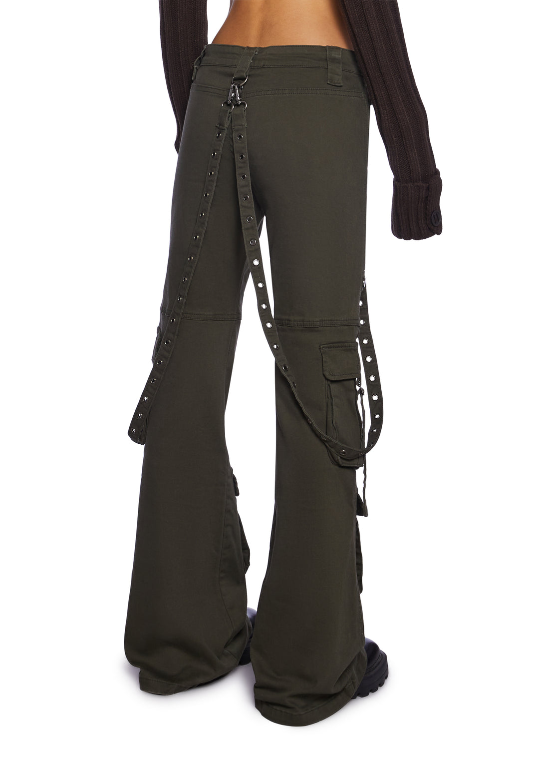 Current Mood Low Rise Skinny Flared Cargo Twill Cargo Pants - Green - Image 4