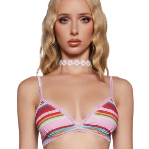 Striped Lace Stretchy Knit Bralette Delia's - Multi
