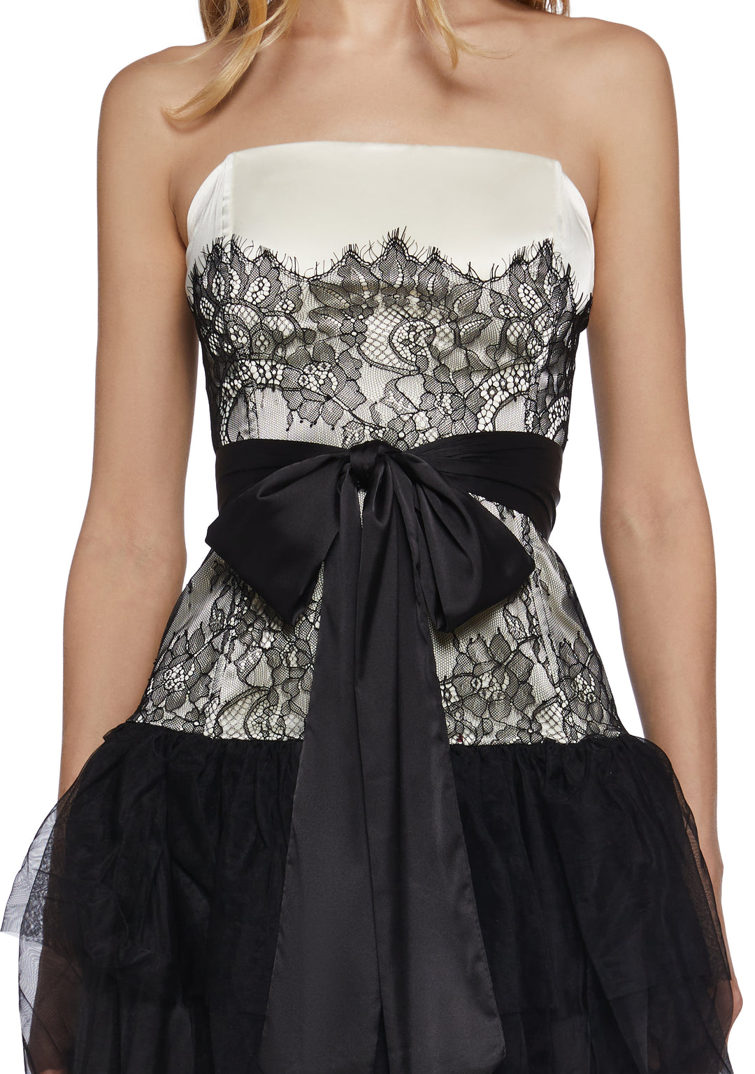 Sugar Thrillz Pastel Goth Sateen Lace Strapless Drop Waist Mini Dress - Multi - Image 5