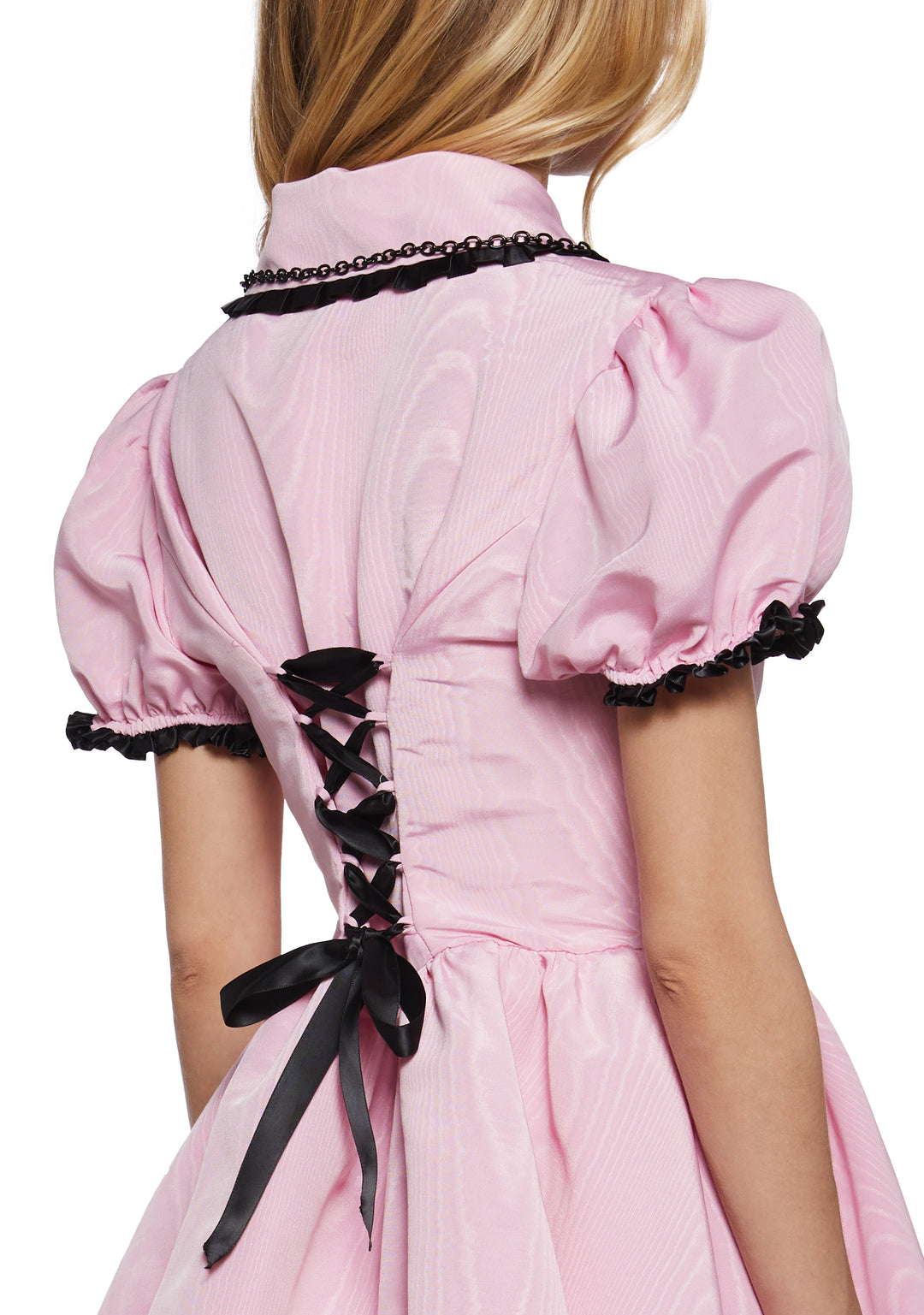 Sugar Thrillz Pastel Goth Taffeta Tulle Ruffled Short Puff Sleeve Mini Dress - Pink - Image 7