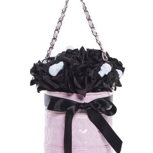 Sugar Thrillz Skulls And Rose Floral Bouquet Vinyl Bag - Pink