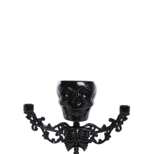 Dolls Home Halloween Goth Skeleton Skull Candelabra - Black