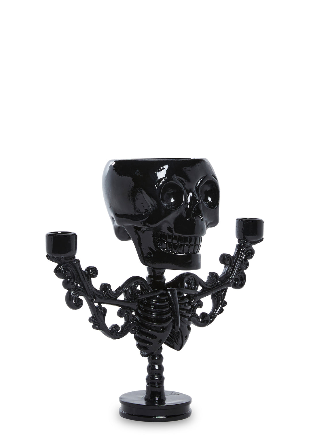Dolls Home Halloween Goth Skeleton Skull Candelabra - Black - Image 3