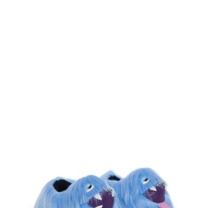 Trickz N' Treatz Faux Fur Monster Face Slippers - Blue