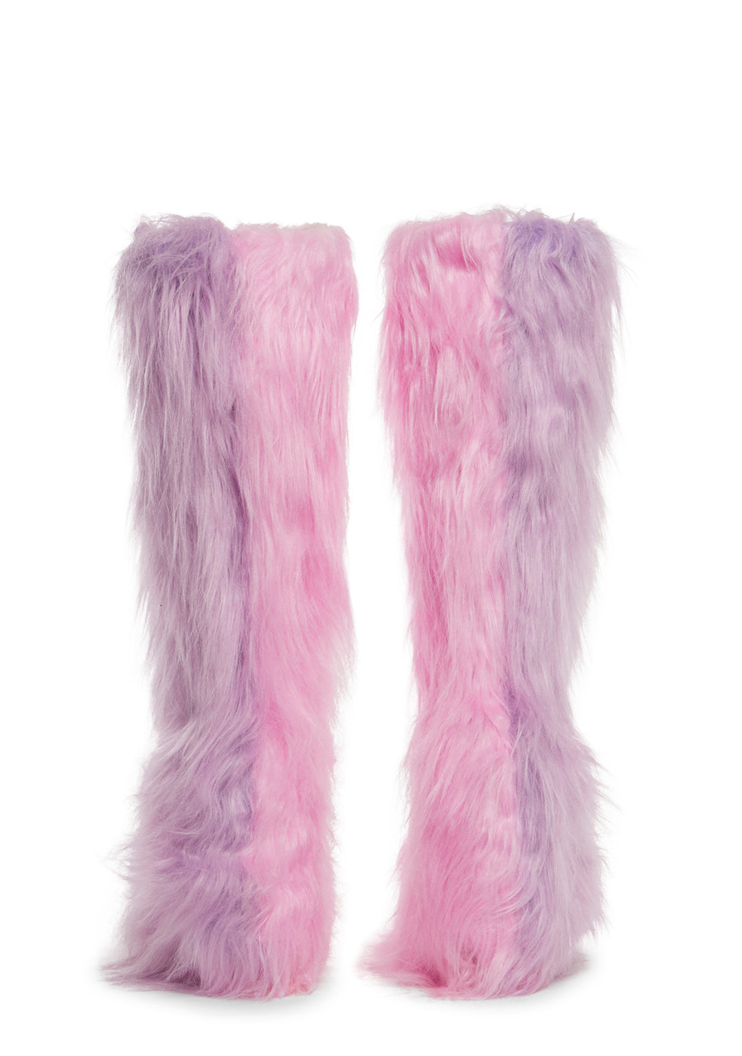 Club Exx Two Tone Faux Fur Knee High Boots - Multi - Image 4