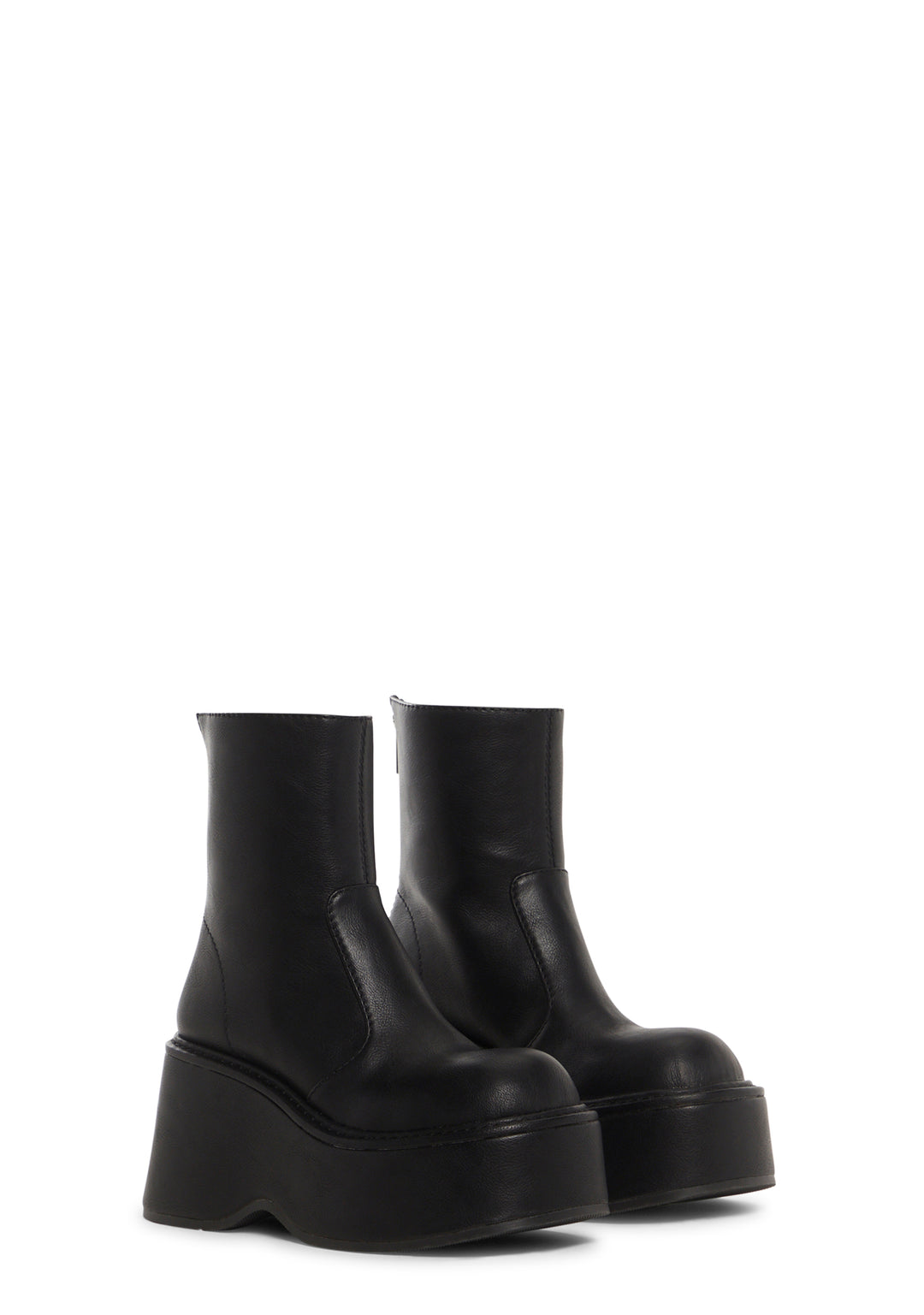 Current Mood Vegan Leather Ankle Boots With Back Zip Closures - Black - Image 4